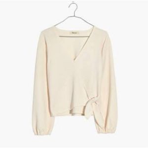 Madewell Texture & Thread Crepe Wrap Top white cream xs new